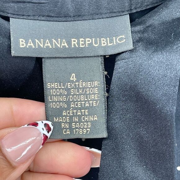 Banana Republic Women’s 100% Silk Black Polka Dot Tie Waist Skirt Size 4 - Picture 5 of 8